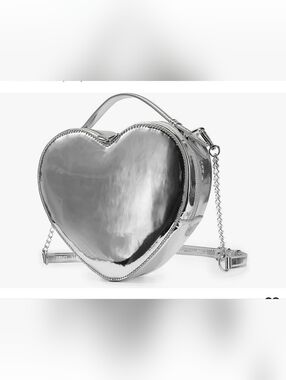 Lola Mae Metallic Silver Heart Mini Crossbody Bag